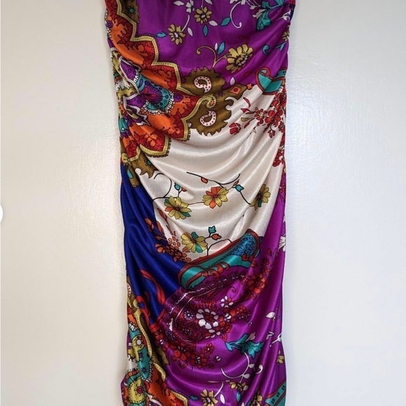 VTG Scarf Bodycon Dress Small - Picture 2 of 5